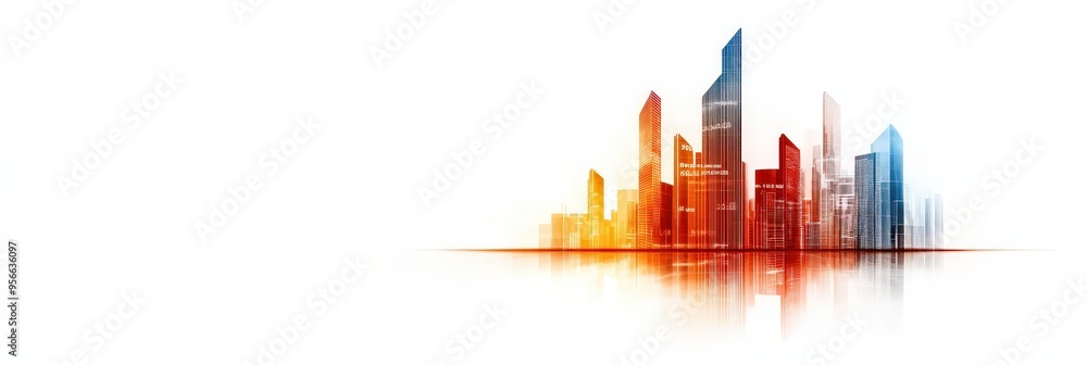 Fototapeta premium Abstract City Skyline with Reflection.