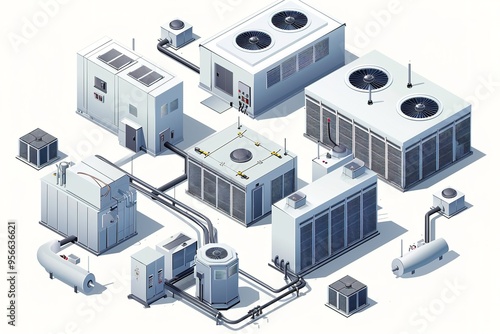 Industrial HVAC Equipment Cooling Systems, isometric