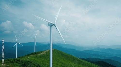 Wind Turbines on a Hilltop.