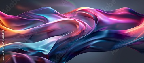 3D render of an abstract background with colorful flowing cloth, liquid shapes, and gradient colors