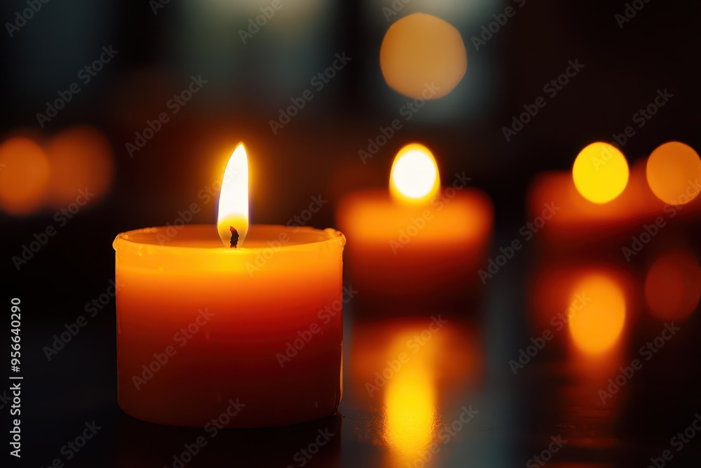 Glowing candles in a dark room, creating a warm and intimate atmosphere, cozy glowtime, peaceful and relaxing Glowing candles in a dark room, creating a warm and intimate atmosphere, cozy glowtime, peaceful and relaxing