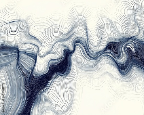 Line art illustration featuring a wavy abstract background created through computer generation