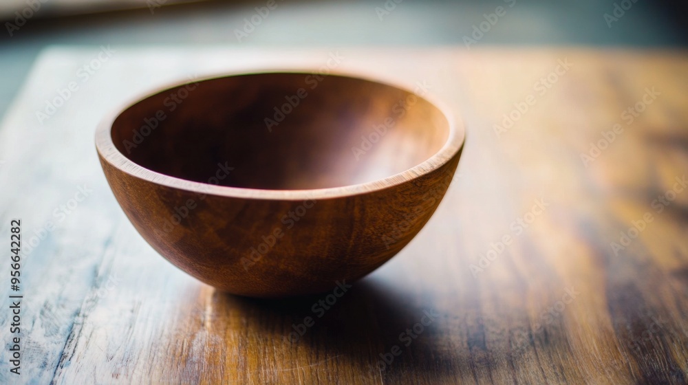 Wooden Bowl on Table Wooden Bowl on Table
