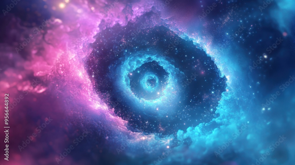 Cosmic Nebula Blue and Pink Galactic Clouds with Stars Cosmic Nebula Blue and Pink Galactic Clouds with Stars