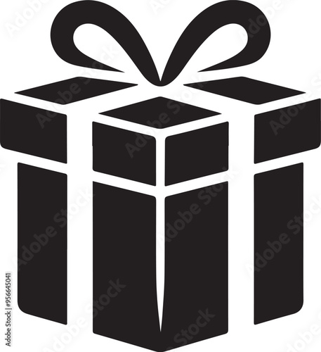 Christmas gift box silhouette illustration.
