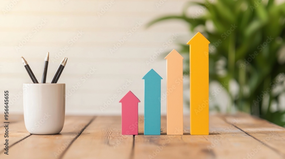 Business plan presentation with a bar graph showing projected revenue growth Business plan presentation with a bar graph showing projected revenue growth