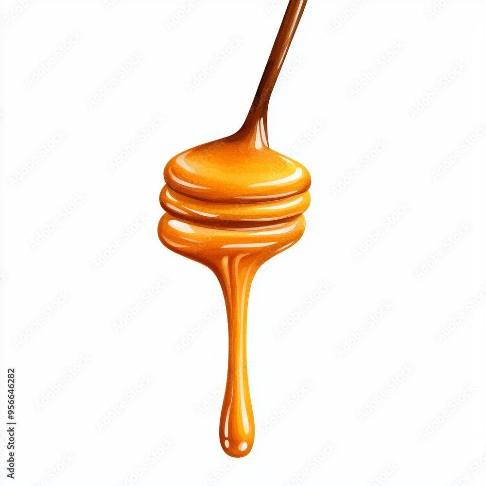 A single cute boho chic drizzle of caramel with sea salt, watercolor illustration, clipart, isolated on pure white background A single cute boho chic drizzle of caramel with sea salt, watercolor illustration, clipart, isolated on pure white background