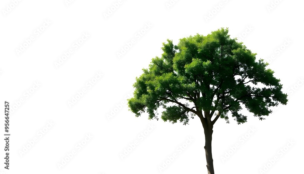 Obraz premium Green summer tree isolated on a plain white background