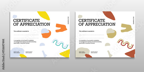 Certificate of appreciation template design. Elegant business diploma layout for training graduation or course completion. Vector background illustration.