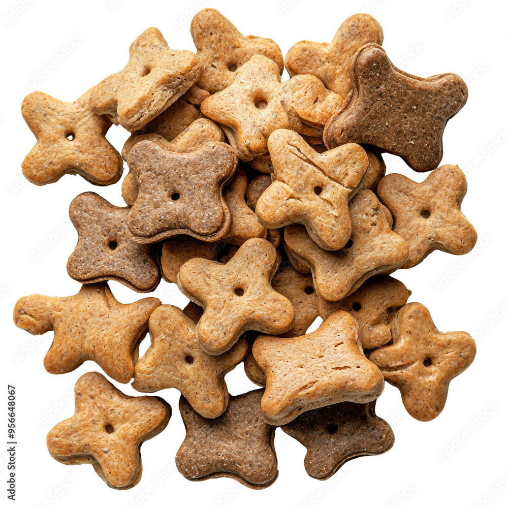 Fototapeta premium Dog food biscuit cookie treats isolated on white, transparent. Pet snack 