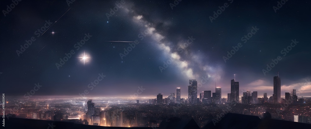 星空と大都市の風景 星空と大都市の風景