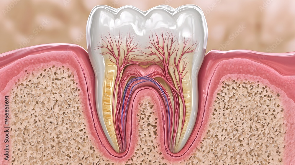 Tooth Nerve System Cross-section of a Tooth Showing Dental Nerve: A detailed cross ...