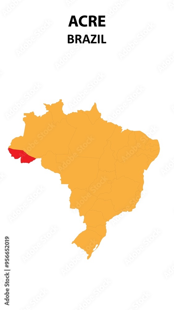 Acre Map is highlighted on the Brazil map with detailed state and region outlines. Acre Map is highlighted on the Brazil map with detailed state and region outlines.