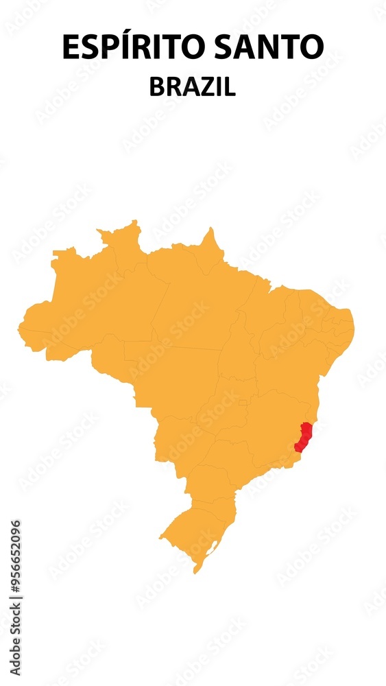 Espírito Santo Map is highlighted on the Brazil map with detailed state and region outlines. Espírito Santo Map is highlighted on the Brazil map with detailed state and region outlines.