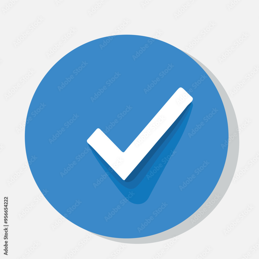 Checkmark Icon in Blue Circle Flat Vector Illustration Checkmark Icon in Blue Circle Flat Vector Illustration