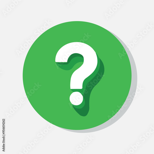 Green Question Mark Icon Flat Vector Illustration