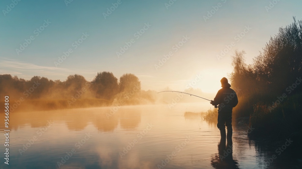 Tranquil Fishing at Sunrise Tranquil Fishing at Sunrise