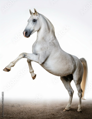 Un caballo realista. de cuerpo completo, de pie sobre las patas traseras. photo