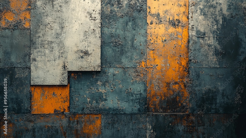 Abstract Geometric Pattern of Weathered Metal Panels Abstract Geometric Pattern of Weathered Metal Panels