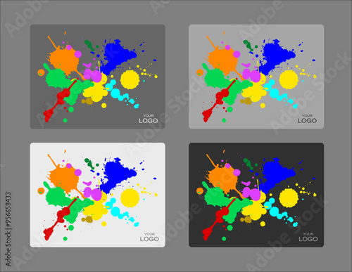 Sfondi vettoriali con esplosioni di colori su sfondi con diverse gradazioni di grigio