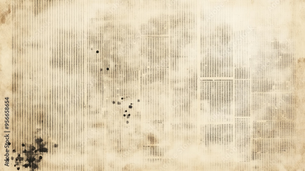 Fototapeta premium Old newspaper halftone paper dotted pattern texture beige background. Vintage background