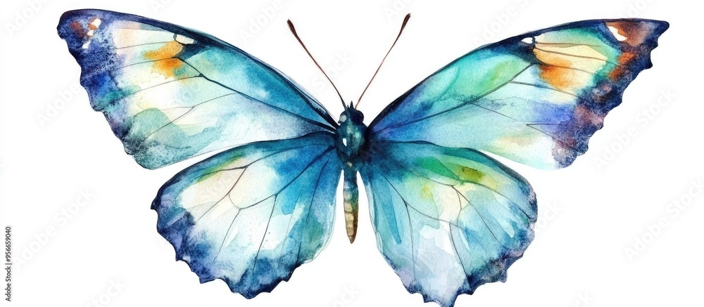 Obraz premium Watercolor painting of a butterfly on a white background