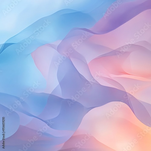 Abstract background with flowing pastel blue and pink colors.