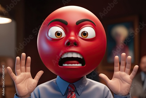 Astonished Red Face Emoticon Icon with Wide-eyed Expression of Surprise