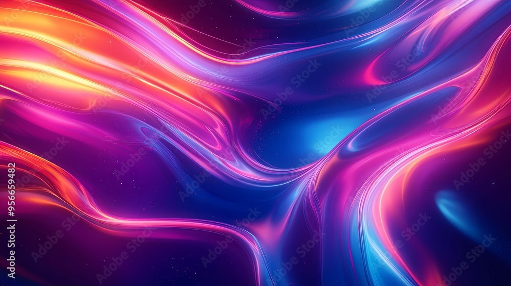 Abstract Swirling Neon Lights on a Dark Background Abstract Swirling Neon Lights on a Dark Background