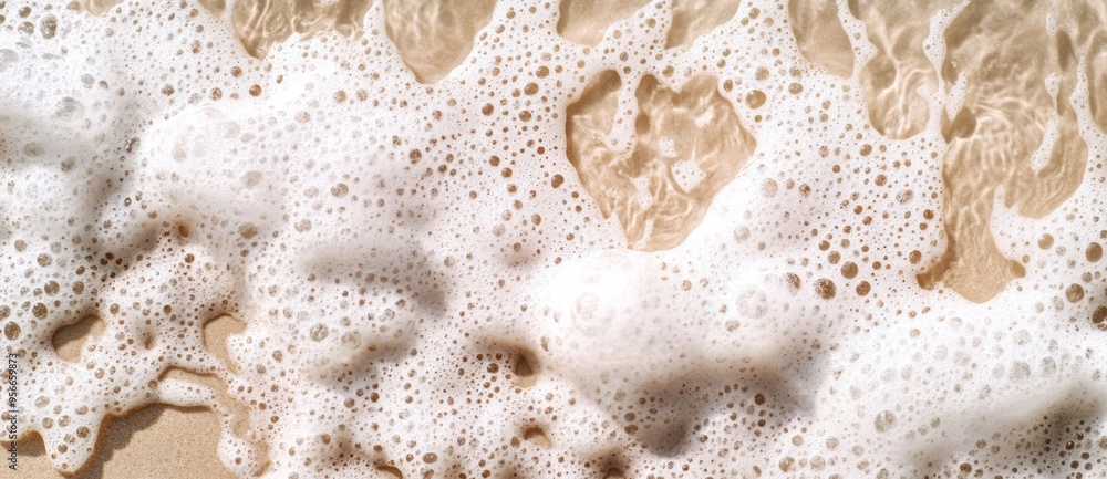 Close-up of foamy waves crashing on the shore
