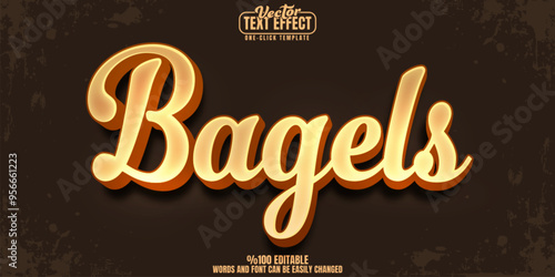 Bagel editable text effect, customizable bread and breakfast 3d font style