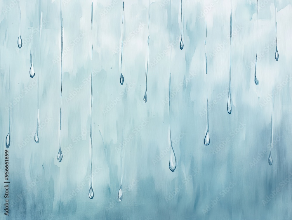 A tranquil abstract image featuring delicate rain drops falling against a soft blue background, evoking serenity and calmness. A tranquil abstract image featuring delicate rain drops falling against a soft blue background, evoking serenity and calmness.