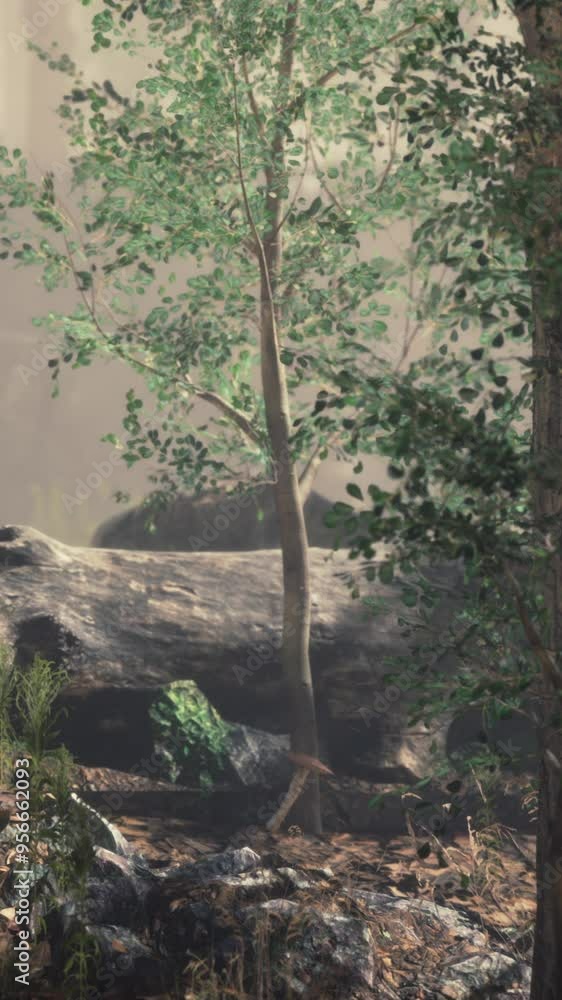 summer forest with deep fog summer forest with deep fog