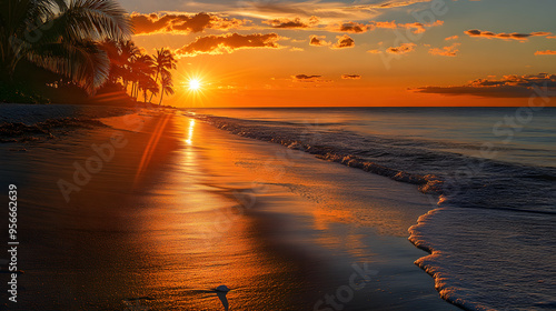 Sonnenuntergang am tropischen Strand photo