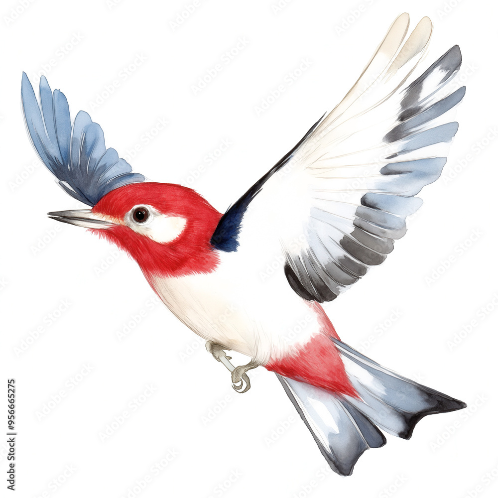 Obraz premium Red Headed Woodpecker Isolated