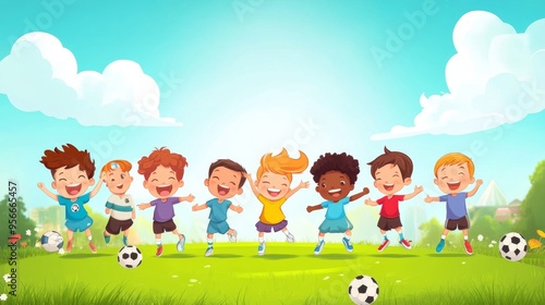 Joyful Kids Playing Soccer