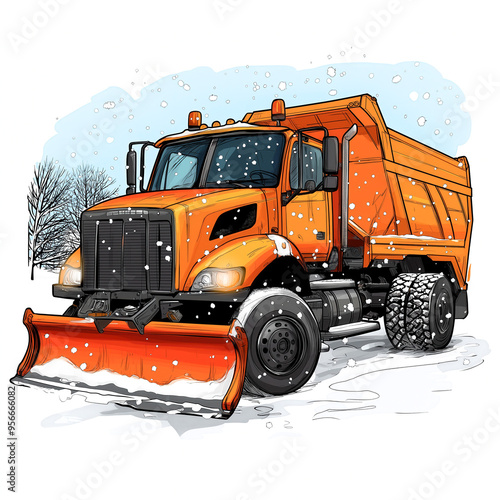 Snow Plow Truck Isolated