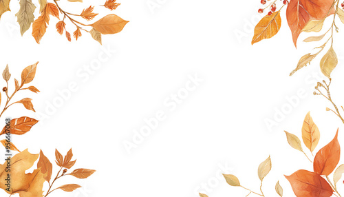 Elegant autumn frame with watercolor leaves. Perfect for seasonal decorations, invitations, or digital designs featuring fall foliage.