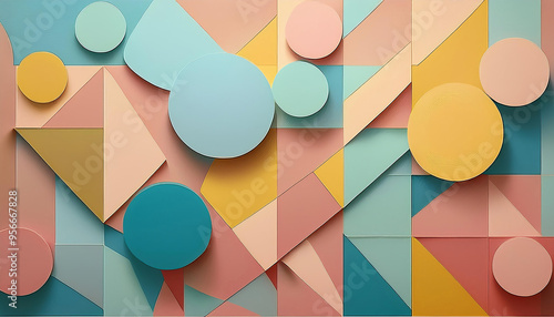 Abstract background featuring a vibrant and dynamic composition of geometric shapes in a modern and stylish design