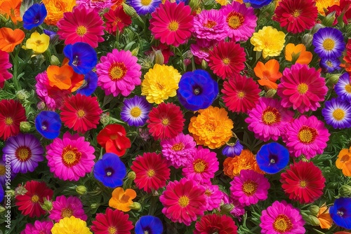 Colorful Flowers Blossoming on a Radiant Background