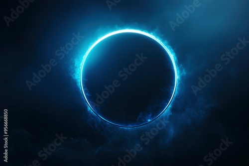 Glowing Blue Circle with Smoke on Dark Background