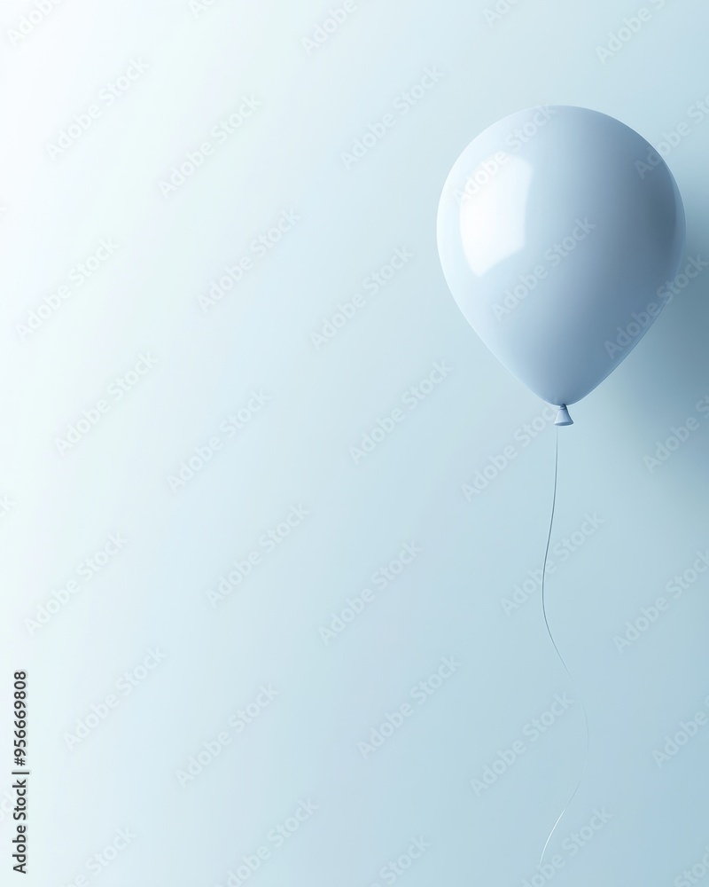 Single Light Blue Balloon Floating on a Pastel Blue Background. Single Light Blue Balloon Floating on a Pastel Blue Background.