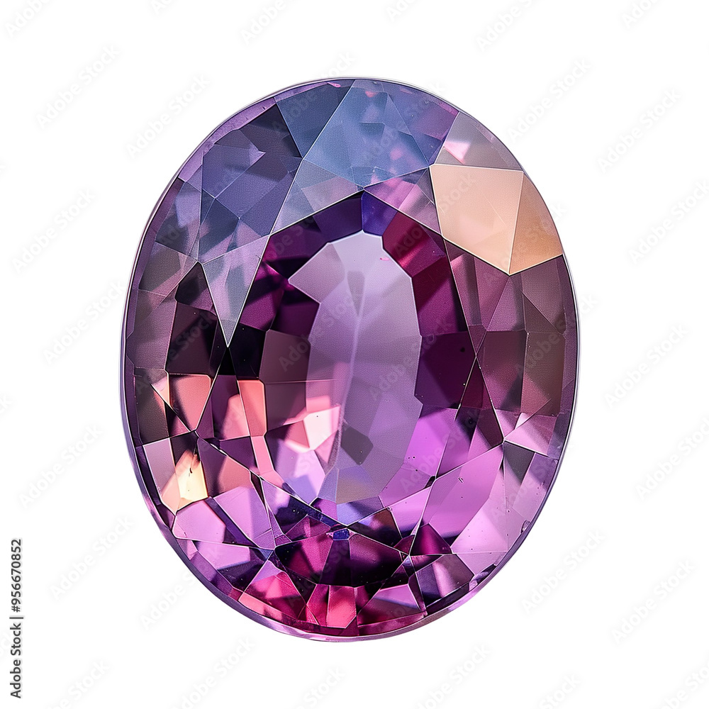 Top view of a oval cut alexandrite isolated on a white transparent background Top view of a oval cut alexandrite isolated on a white transparent background