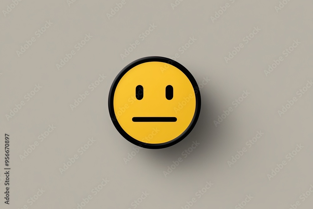 Fototapeta premium Simple Yellow Emoticon with Calm Expression and Serene Face