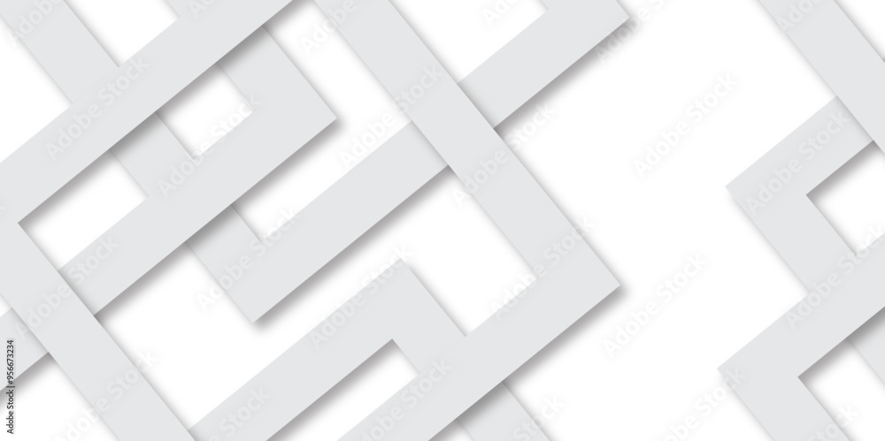 White abstract geometric background with white paper sheets soars as abstract spaces with rectangles, parallel stripes, perspective, shadows in simple strict modern material in triangle and square. White abstract geometric background with white paper sheets soars as abstract spaces with rectangles, parallel stripes, perspective, shadows in simple strict modern material in triangle and square.