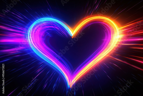 Neon heart with high-speed motion blur