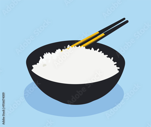 bowl of rice with chopsticks