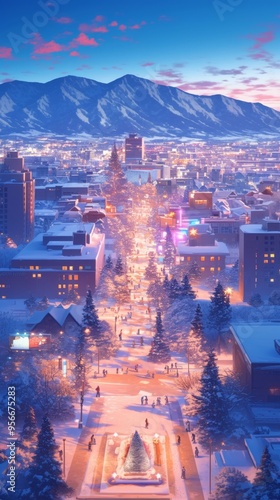 Sapporo, Hokkaido: In winter, Sapporo turns into a world covered in silver. During the day, the snow-capped peaks sparkle under the sunlight; at night, huge snow sculptures decorate the city streets,  photo