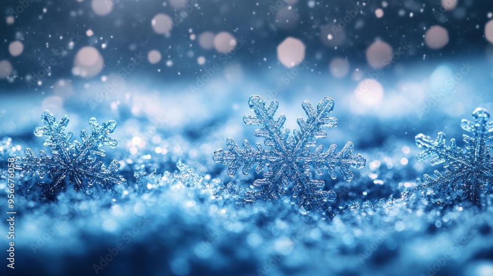 Winter snowflakes drifting down in a calm Christmas night. Winter snowflakes drifting down in a calm Christmas night.