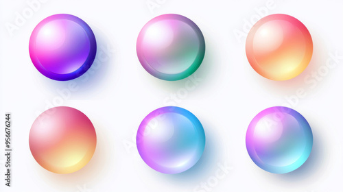 A set of six colorful spheres with a gradient of colors